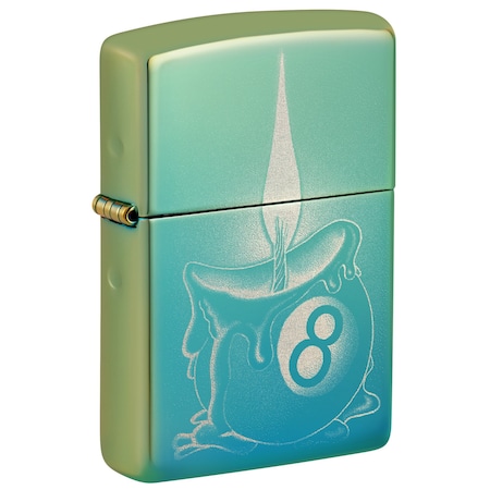 Zippo Eight Ball Tattoo Design High Polish Teal Pocket Lighter 48615